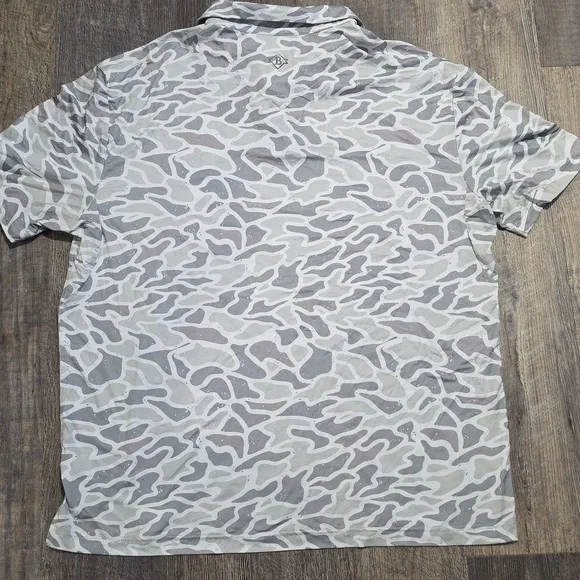 Burlebo Shirt Men's XL Gray White Camo Performance Polo Stretch - Picture 6 of 8